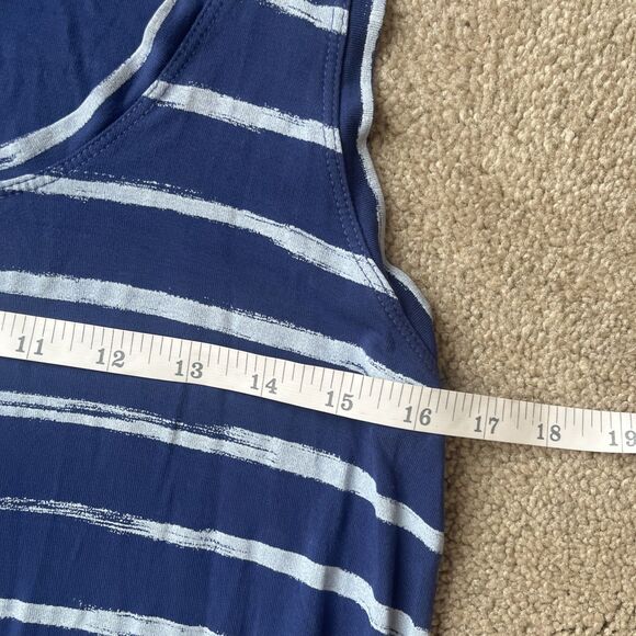 Fresh Produce Maxi Dress Large Tank Blue Striped USA Beach Casual Stretch - Picture 6 of 7